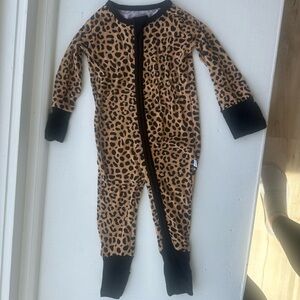 Leopard Print Kids Footie Pajamas